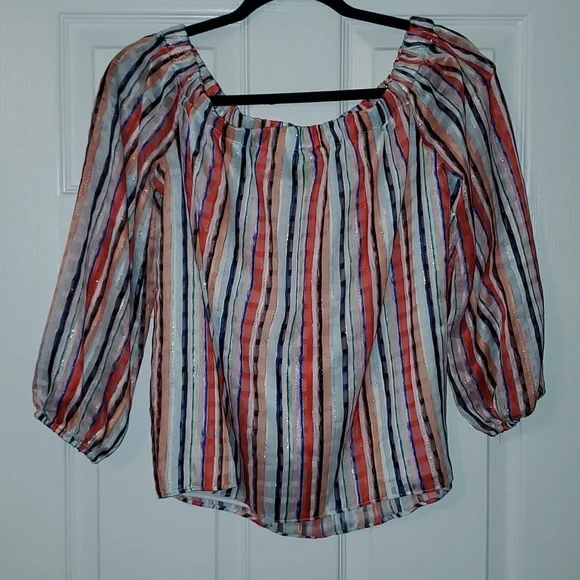 Milly Off The Shoulder Striped Top Size Small - Picture 3 of 8
